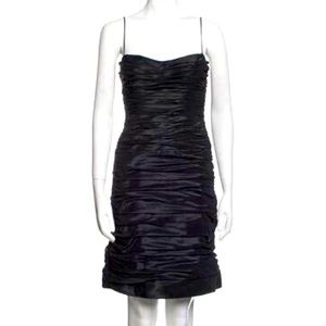 Rickie Freeman black ruched cocktail dress